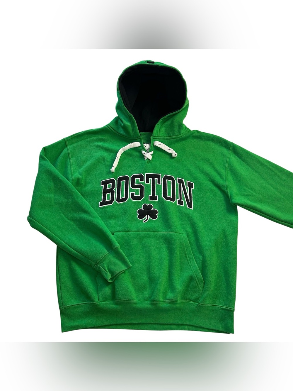 Boston Celtics NBA Bay State Gear Men M Shamrock Lace Up Hoodie Sweatshirt Green